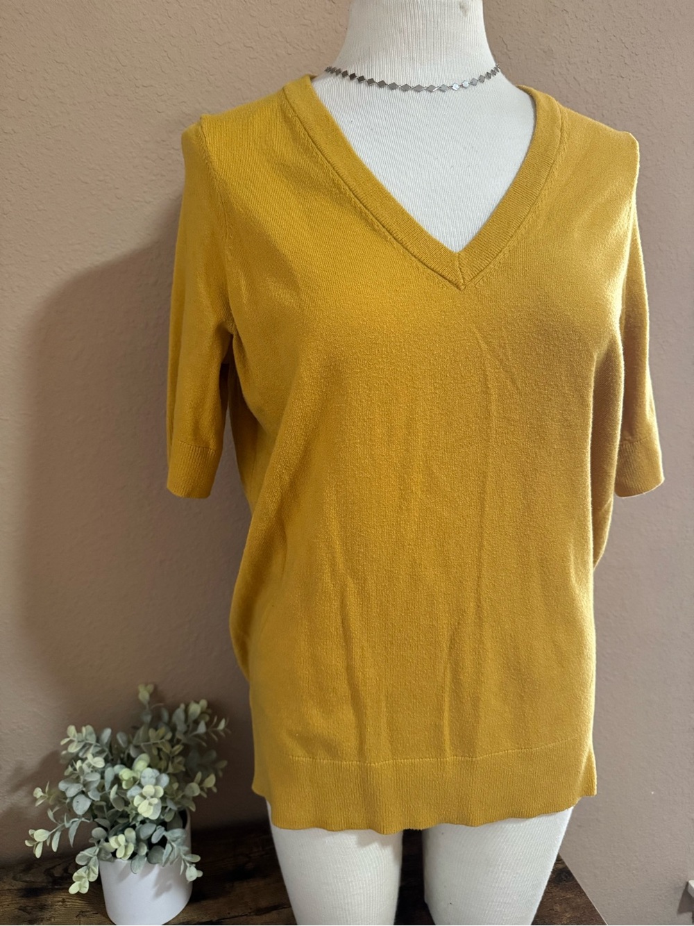 torrid Mustard V-Neck Quarter Sleeve Sweater